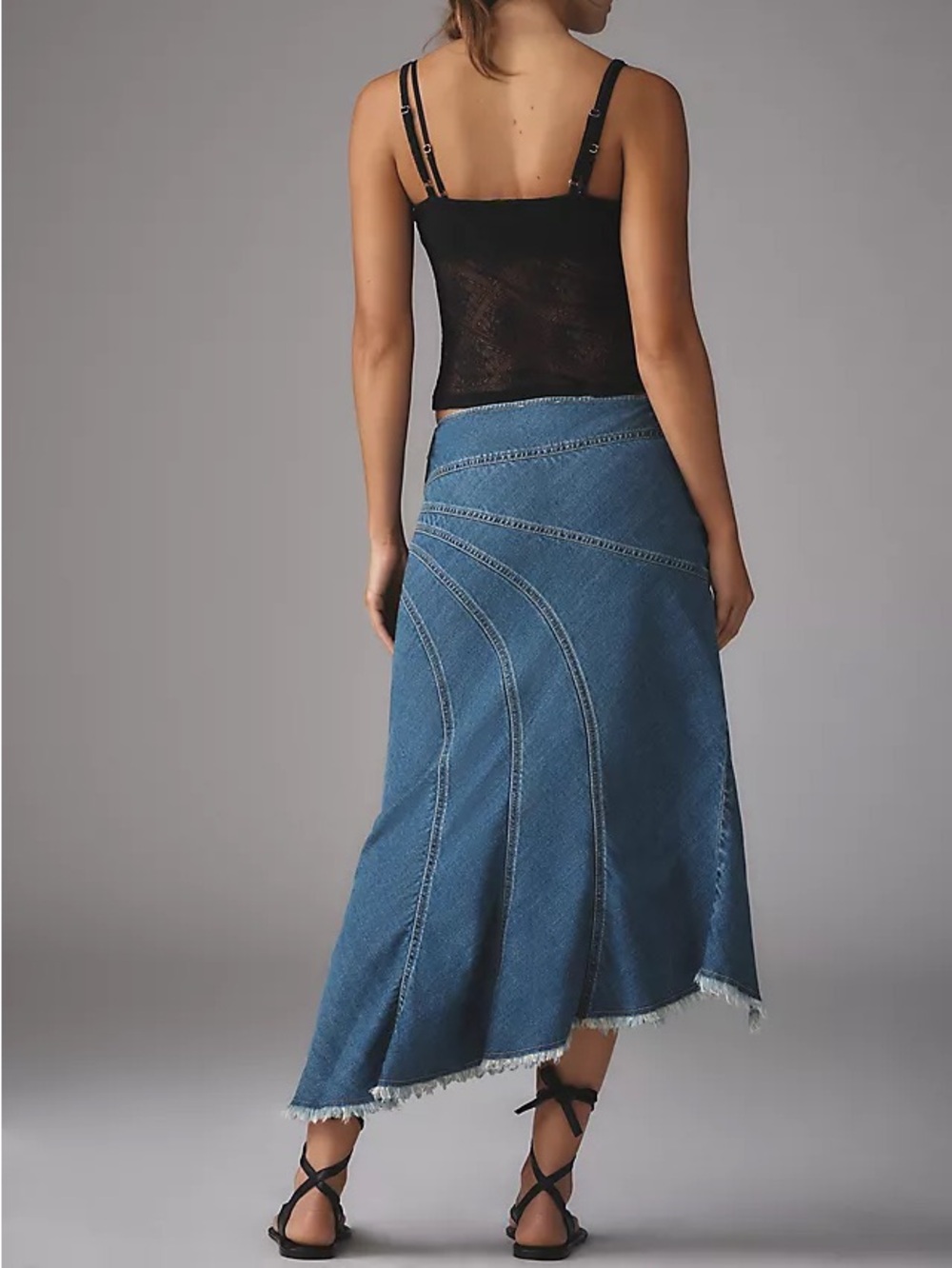 Anthropologie Pilcro Medium Blue Asymmetrical Paneled Denim Skirt NWT - Picture 3 of 8